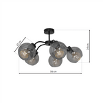 Nowoczesna lampa sufitowa SOFIA SMOKED 5xE27