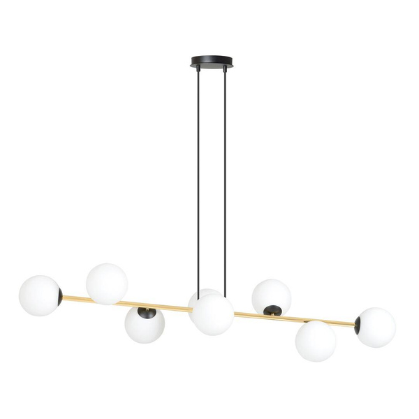 Nowoczesna lampa wisząca nad wyspę biało- złota GRAVITY 8 BL OPAL