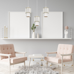 Lampa wisząca BLANCO, MLP8365, biały/transparentny/złoty, 3x60W E27
