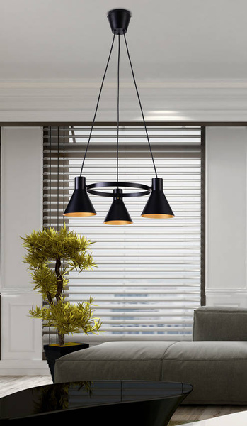 Lampa wisząca czarno-złota matowa sufitowa 3x40W More Candellux 33-71156