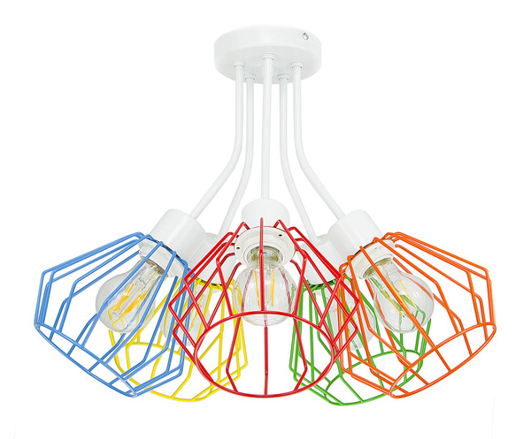 Lampa sufitowa do pokoju dziecięcego 5-punktowa kolorowy druciak Artemis 5xE27 Led 