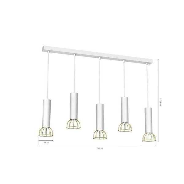Lampa wisząca DANTE, MLP7256, biały/złoty, 5x8W LED GU10