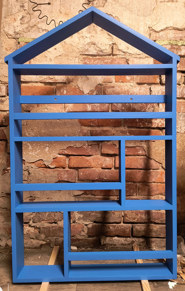 Regał do pokoju dziecka półka drewniana domek niebieska