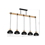 Lampa wisząca ERIK, MLP7227, czarny/drewno, 5x60W E27
