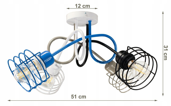 Lampa sufitowa do pokoju dziecka kolorowa Zakręcony Koszyczek 4xE27 Led