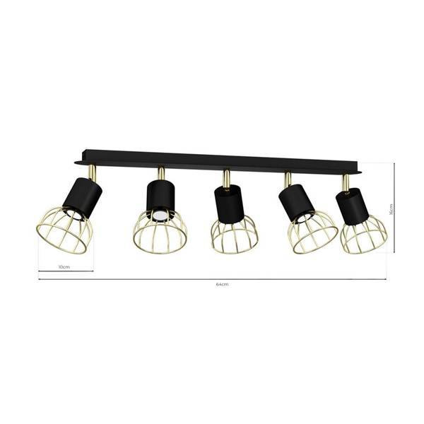 Lampa sufitowa DANTE, MLP7247, czarny/złoty, 5x8W LED GU10