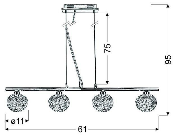 Lampa wisząca chrom szklany klosz w oplocie 4x40W Sphere Candellux 34-14047