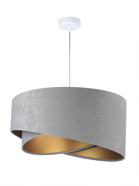 Lampa wisząca asymetryczna welurowa Tami szaro-złota