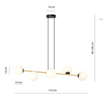 Nowoczesna lampa wisząca nad wyspę biało- złota GRAVITY 6 BL OPAL