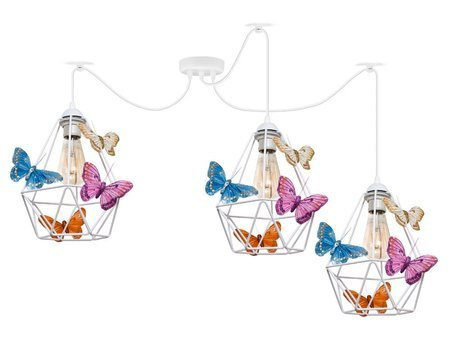 Lampa sufitowa do pokoju dziewczynki w stylu loft pająk Motylek regulowana 3xE27 Led