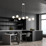 Nowoczesna lampa wisząca nad wyspę biało- złota GRAVITY 8  WH GOLD