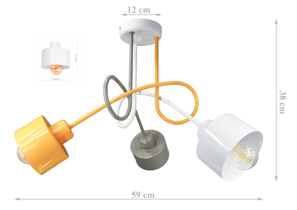 Lampa sufitowa do pokoju młodzieżowego Zakręcony Kubeczek 3xE27 Led 
