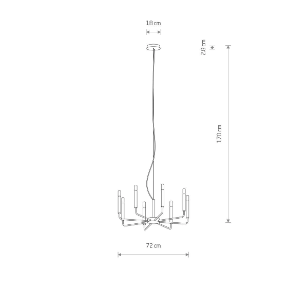 Lampa wisząca ORTO VIII 8xE14 wys.170cm szer.73cm | Silk gray 11461