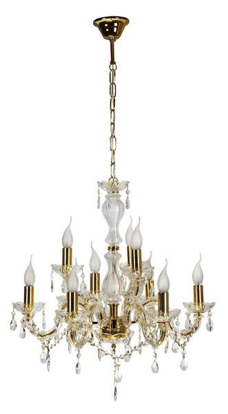 Lampa wisząca żyrandol z kryształkami złoty 9x40W Maria Teresa Candellux 39-95841
