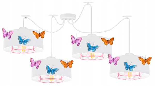 Lampa sufitowa do pokoju dziewczynki typu pająk nowoczesna Motylek 4xE27