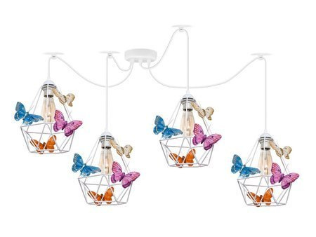 Lampa sufitowa do pokoju dziewczynki w stylu loft pająk Motylek 4xE27 Led