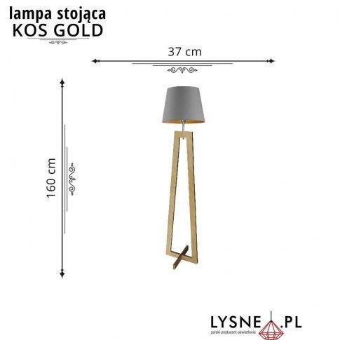 Lampa stojąca z drewna KOS GOLD
