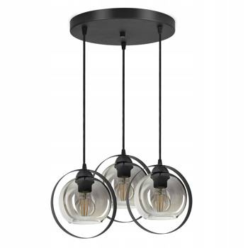 Nowoczesna lampa wisząca czarna- grafitowe szklane klosze 3xE27