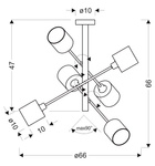 Lampa sufitowa wisząca satyna nikiel sztyca 6x40W Sax Candellux 36-70715