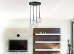 Lampa wisząca czarno-złota mleczne kule 4 źródła światła  
