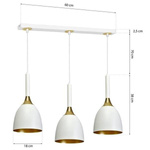 Lampa wisząca listwa CLARK WHITE/GOLD 3xE27 MLP6220