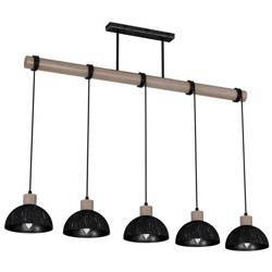 Lampa wisząca ERIK, MLP7641, przecierany czarny/drewno patynowane, 5x60W E27