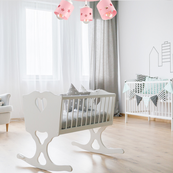 Lampa sufitowa do pokoju dziewczynki różowa w gwiazdki 3xE27