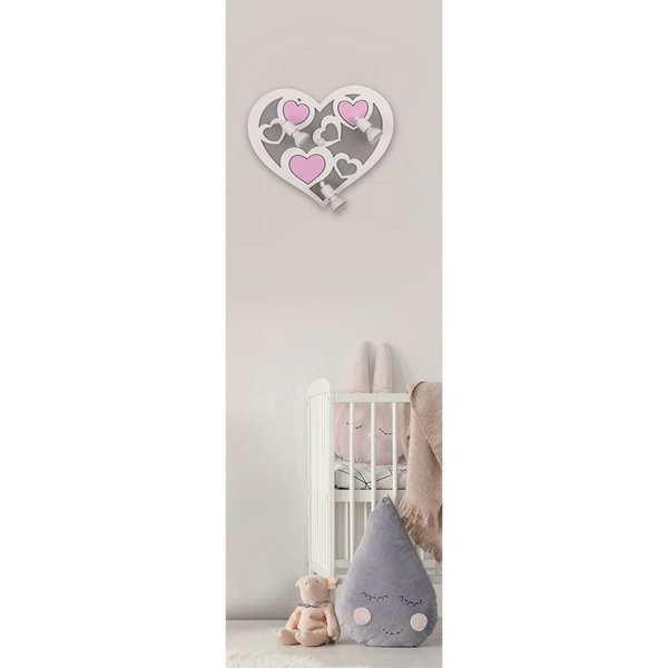 Kinkiet dziecięcy/młodzieżowy serce HEART szary/różowy