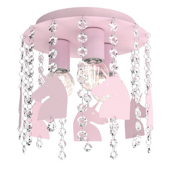 Lampa sufitowa do pokoju dziewczynki różowa Jednorożec Kryształ 3xE27 Led