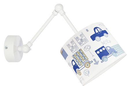 Lampa ścienna do pokoju chłopca regulowana Autka niebieskie 1xE27