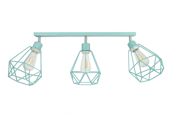 Lampa sufitowa do pokoju dziecięcego turkusowa pastelowa druciak w stylu loft Carmen 3xE27