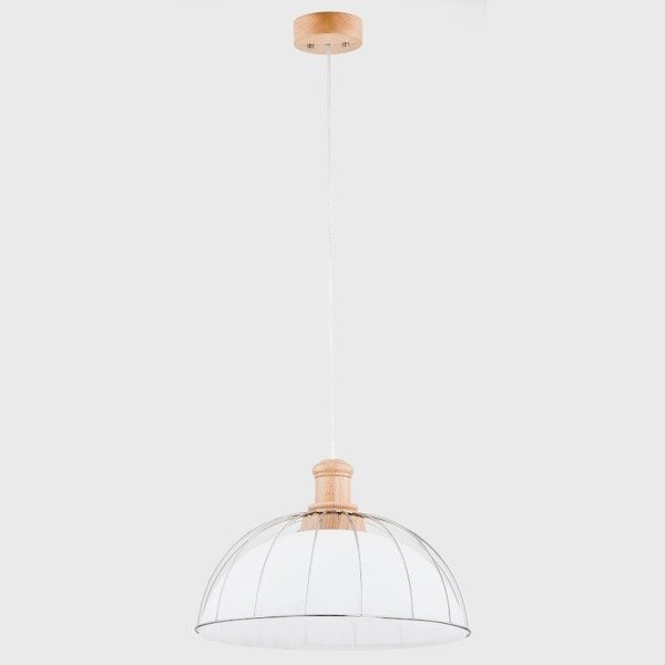 Nowoczesna lampa SUBARU biała/drewno śr. 41,5cm