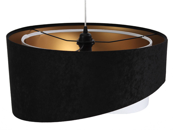 Lampa wisząca asymetryczna welurowa Mix czarno - biała 