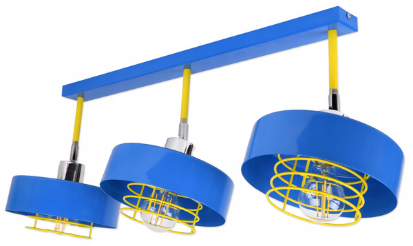 Lampa sufitowa do pokoju młodzieżowego niebiesko- żółta Edison Koszyk Loft