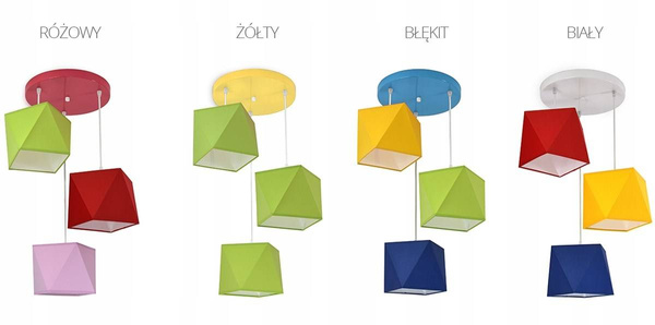 Lampa wisząca do pokoju dziecięcego kolorowa Świetlisty Diamencik 3xE27 Led 