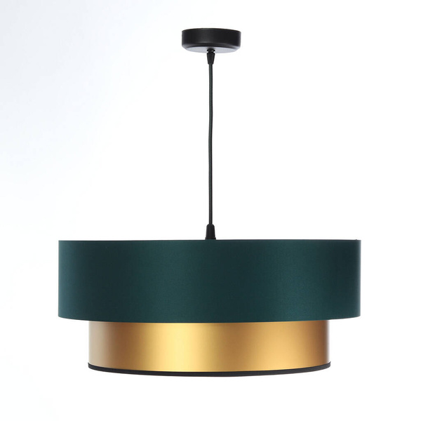 Lampa wisząca w kolorze butelkowej zieleni i złota podwójna 50 cm 
