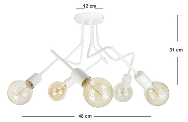 Lampa sufitowa do pokoju nastolatka biała Luna 5