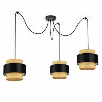 Lampa wisząca typu pająk w stylu boho rattanowa czarna