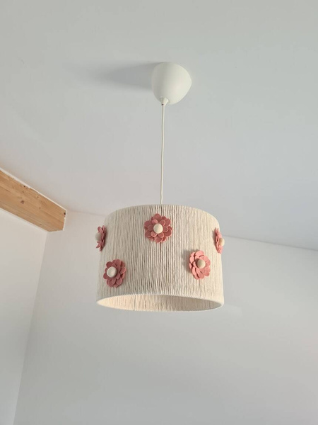 Lampa wisząca do pokoju dziewczynki w stylu Boho Różowe Kwiatki 35cm