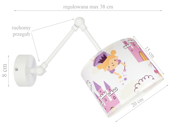 Lampa ścienna do pokoju dziewczynki różowa Wróżki