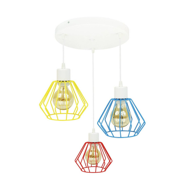 Lampa sufitowa do pokoju dziecięcego kolorowa Edison Loft 3xE27 Led 