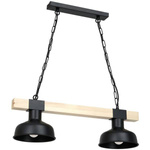 Lampa wisząca FARO CZARNA / NATURALNE DREWNO 2xE27 60W