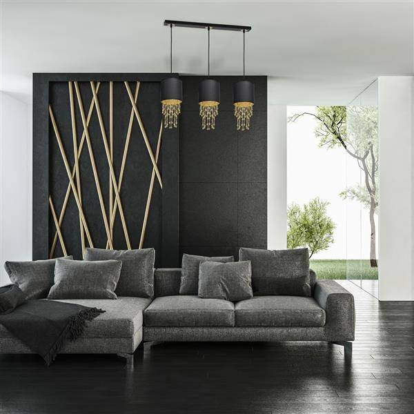 Nowoczesna lampa wisząca listwa ALMERIA BLACK/GOLD 3xE27 MLP64400