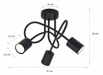 Lampa sufitowa do pokoju młodzieżowego czarna Zakręcony Cylinderek 3xGU10 