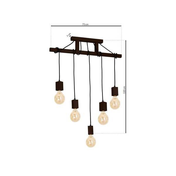 Lampa Wisząca JACK, MLP4361, orzech, 5x60W E27