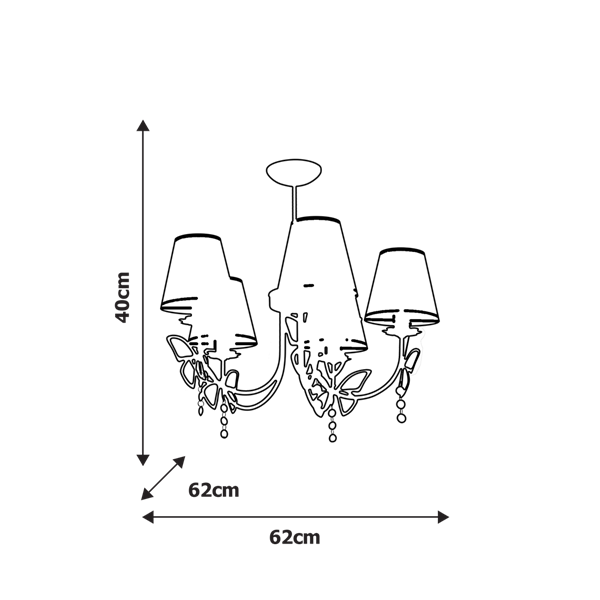 Lampa sufitowa dziecięca żyrandol z abażurami CHARLOTTE V biały śr. 62cm