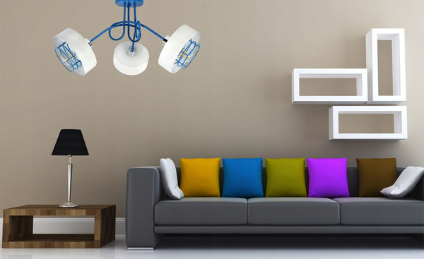 Lampa sufitowa do pokoju młodzieżowego niebiesko- biała Edison Koszyk Loft