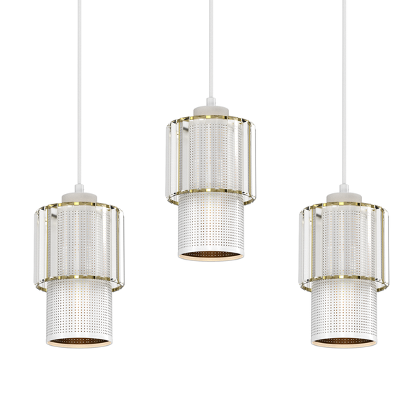 Lampa wisząca BLANCO, MLP8365, biały/transparentny/złoty, 3x60W E27