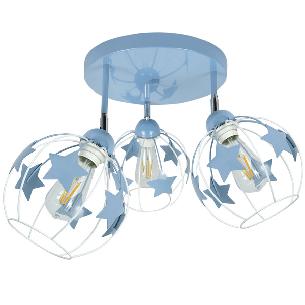 Lampa sufitowa do pokoju dziecięcego niebieska w gwiazdki koło 3