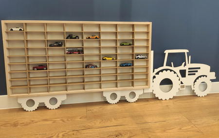 Półka na resoraki do pokoju chłopca drewniana traktor naturalny 54